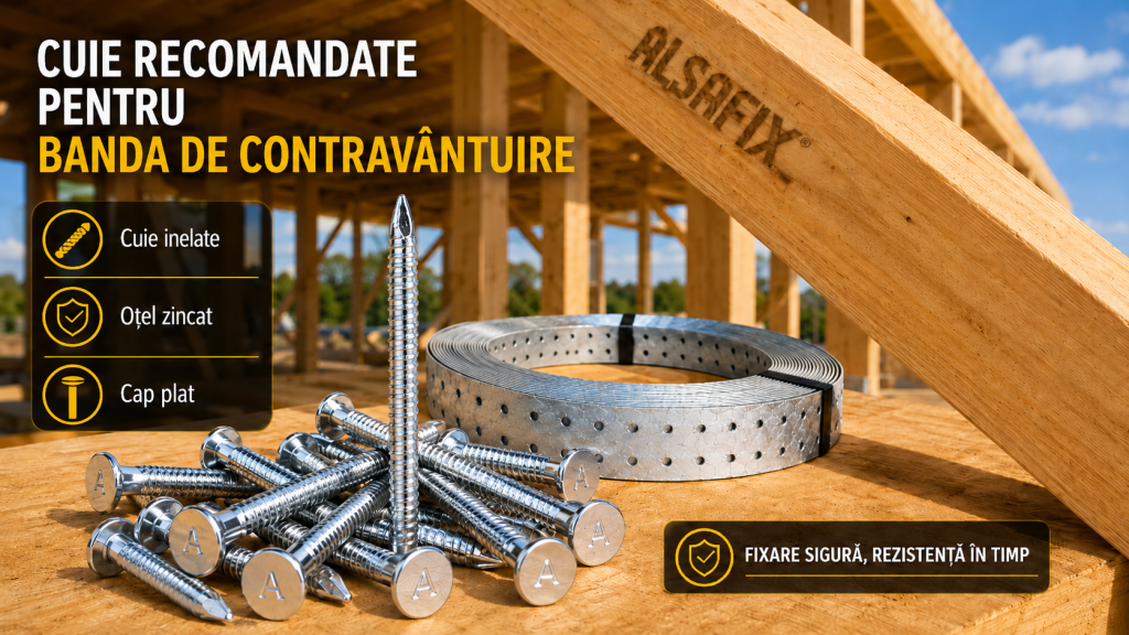 Cuie inelate zincate AN pentru fixarea benzii de contravântuire pe lemn